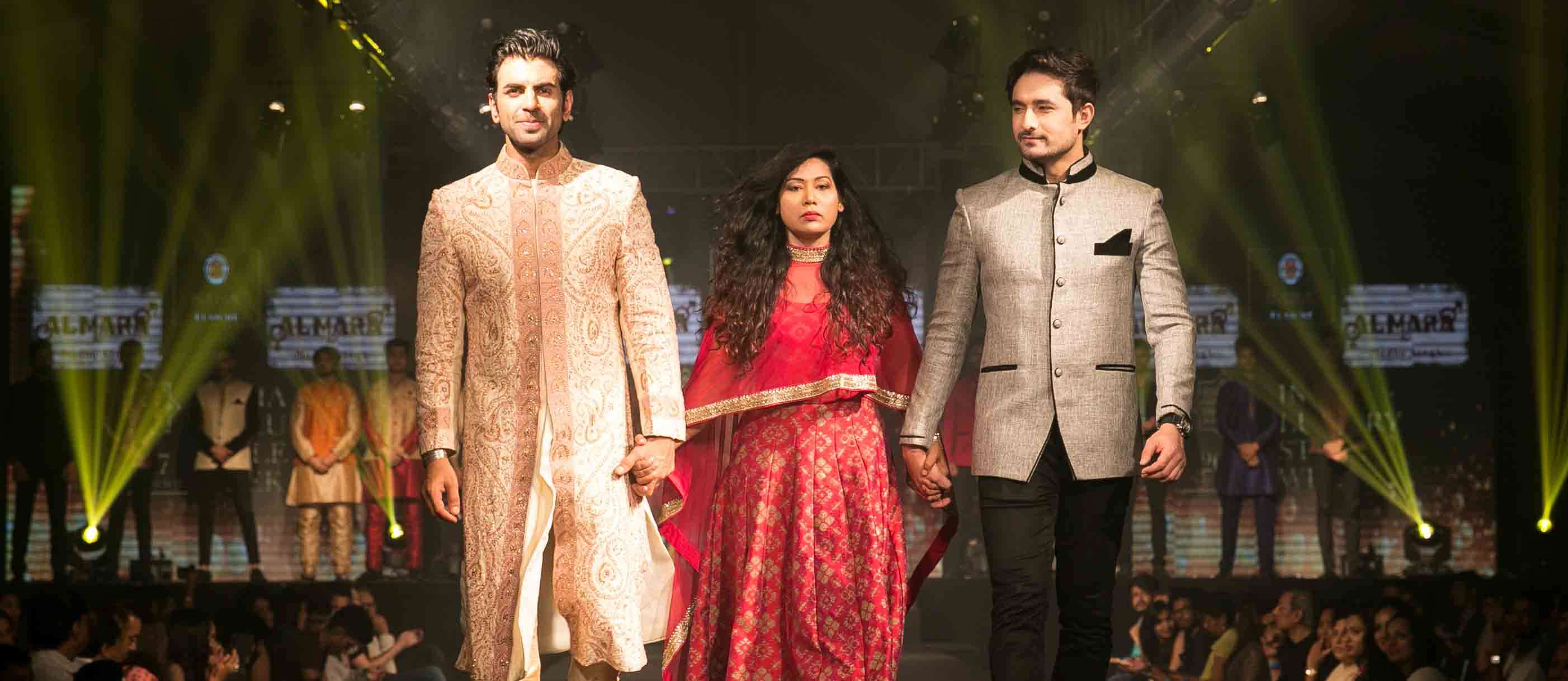 Designer Madhu Singh with showstoppers Abrar Zahoor & Rafi Malik | RITZ
