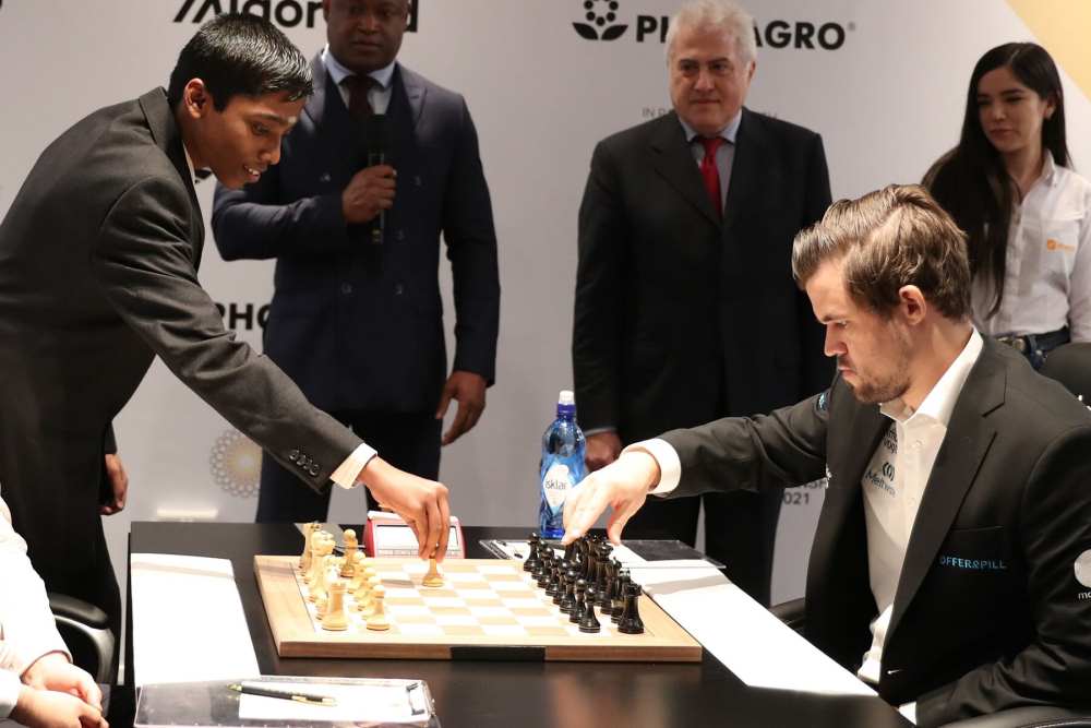 From knight to king: Pragg vs Carlsen first game of chess finals ends in  draw - Hindustan Times